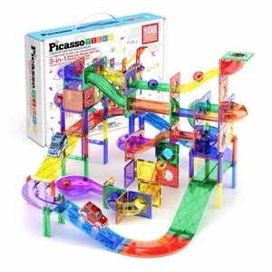 Picasso Tiles Marble Run & Race Track 108 Piece Set